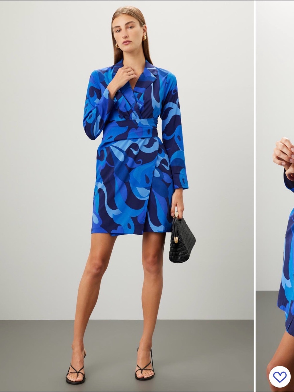 Donna Morgan Blue Abstract Blazer Wrap Mini Dress Size 0 **Light Flaws** C27